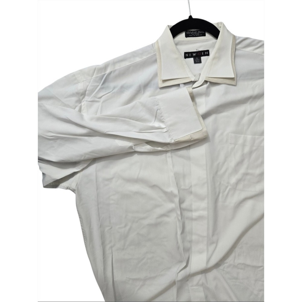 New Gen Dress Shirt Mens XL White Long Sleeve Textured Collar Cuffs 17-17.5...